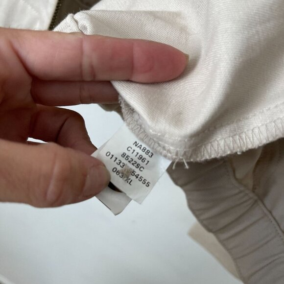 Chaps XL Beige Zip Up Bomber Field Utility Jacket Collar Embroidered Crest Logo - Picture 7 of 8